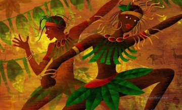 アフリカ人 Painting - 装飾ダンサー gld 砂 アフリカ